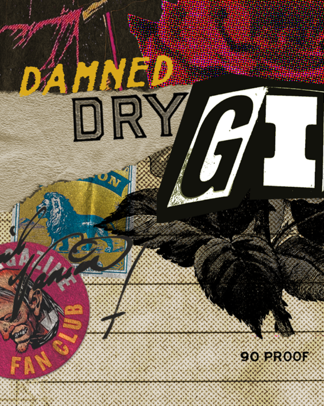 This is a detail picture of the New Rose Gin Punk Aesthetic Packaging by Craig Fowler Design